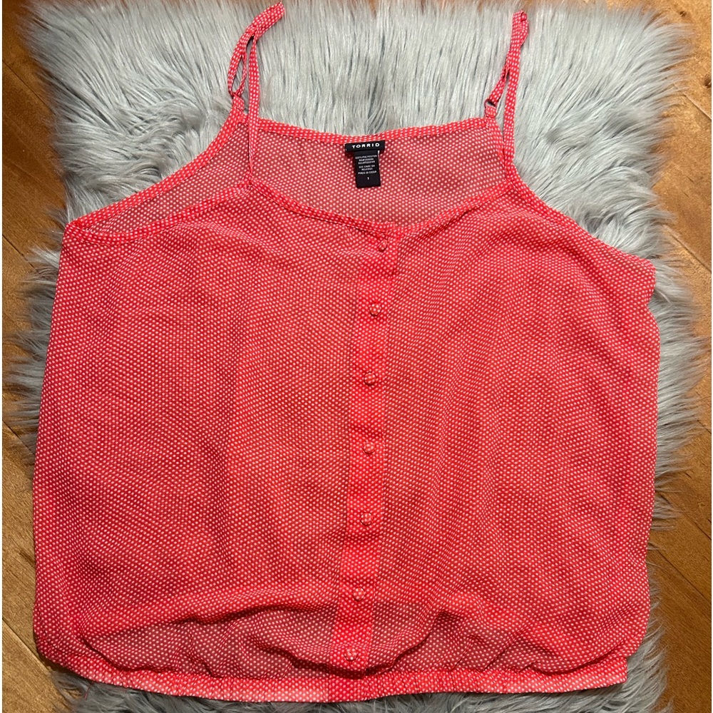 Torrid Polka Dots Cami Top Red and White Size 1